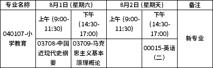 广西2020年8月自考停考过渡及新增专业课程考试时间安排表