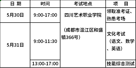 2020年單獨招生考試科目及時間安排表