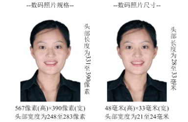 江西省成人高等教育学士学位外语水平考试上传电子照片标准