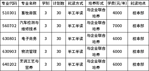 广西职业技术学院2020年高职扩招专业计划