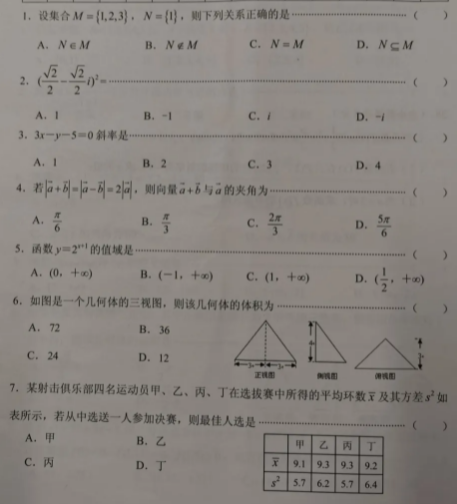 2021年成人高考数学（文）高起专模拟冲刺卷7