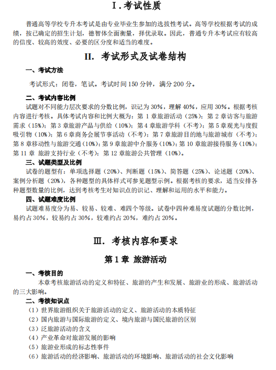 2021年廣東專升本廣州商學(xué)院旅游學(xué)概論科目考試大綱