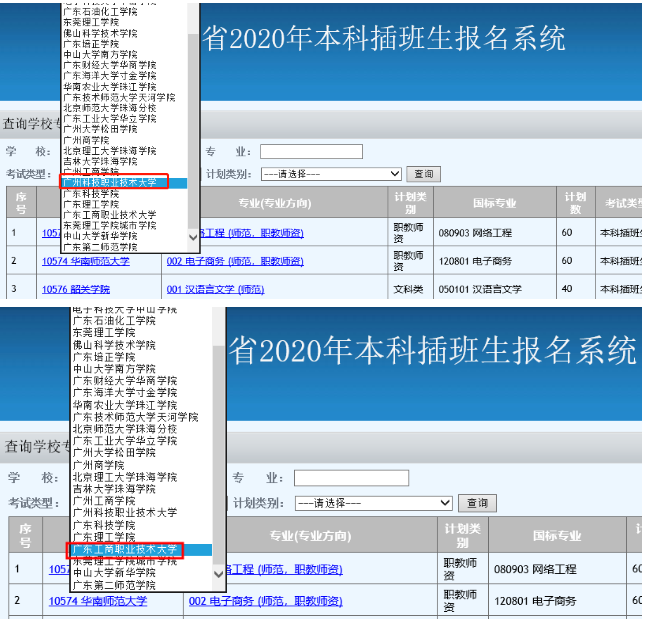 2020年廣東省專插本院校