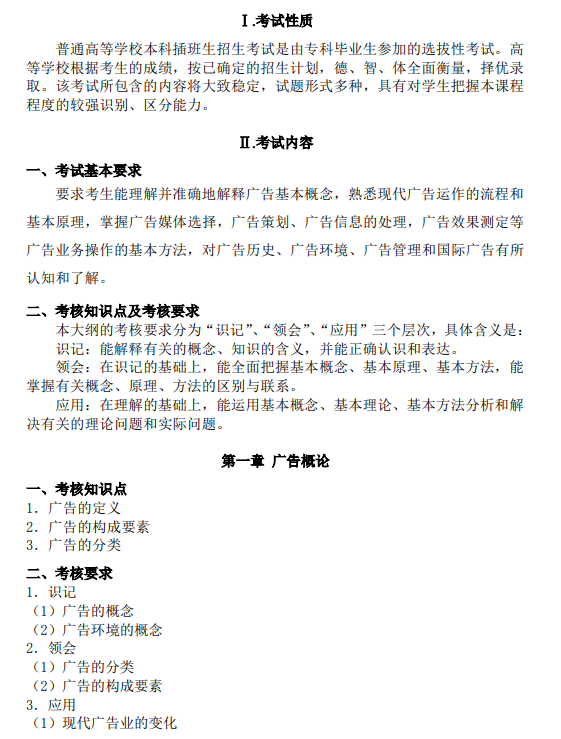 2021年廣東培正學(xué)院專升本廣告學(xué)概論科目考試大綱