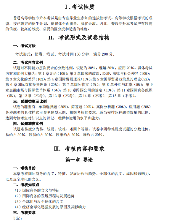 2021年廣東專升本廣州商學(xué)院國際商務(wù)基礎(chǔ)科目考試大綱