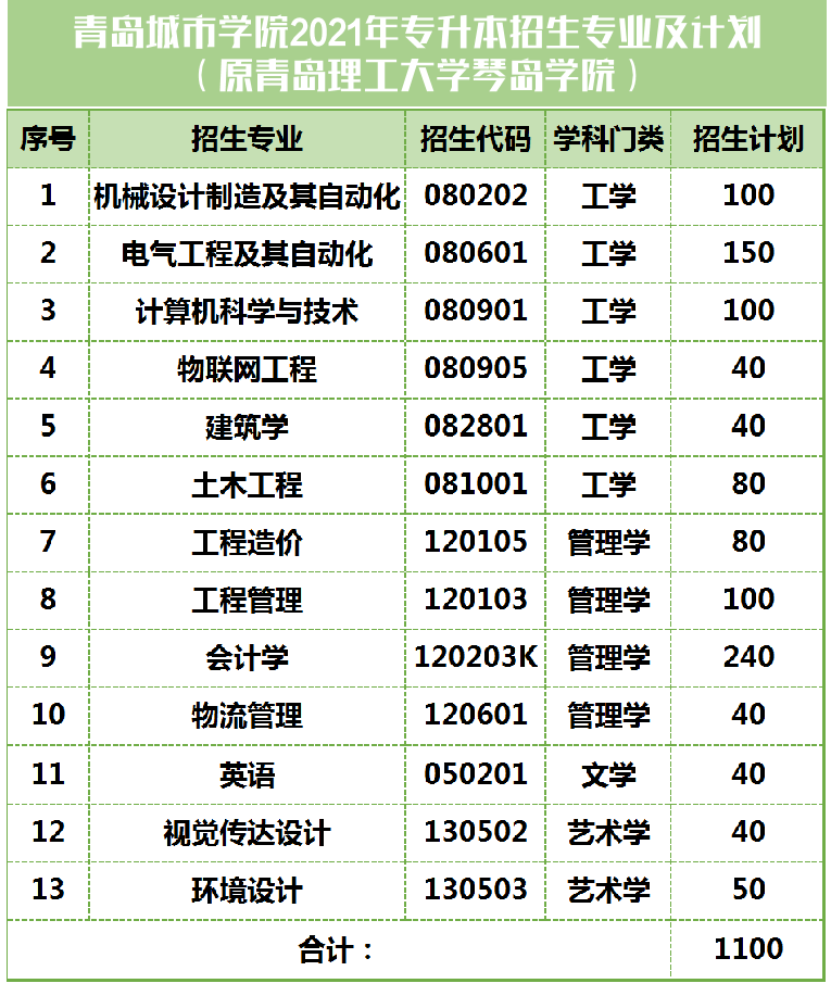 2021年山東專升本青島理工大學(xué)琴島學(xué)院招生專業(yè)