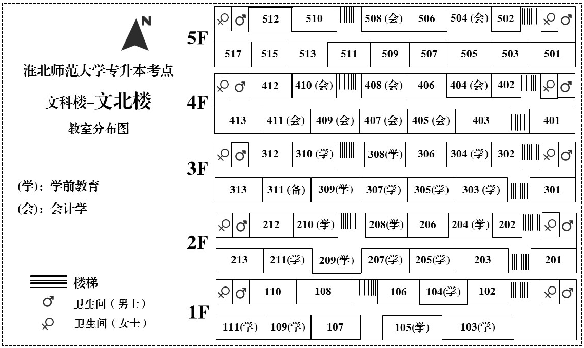 2021年淮北師范大學(xué)文北樓考場(chǎng)分布圖