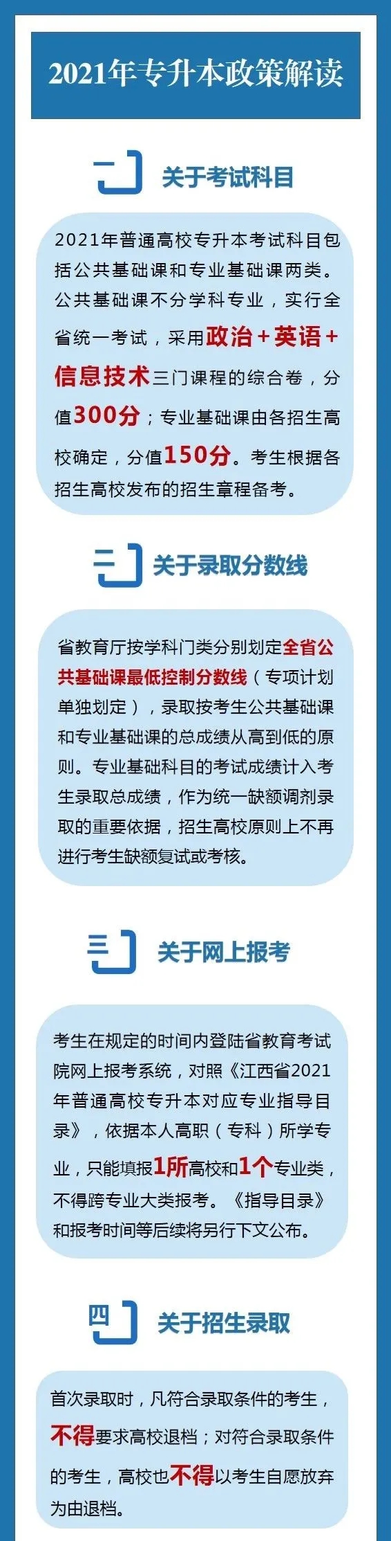 2021年江西專升本考試政策