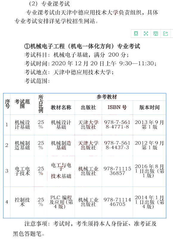 2021年天津中德應用技術大學專升本專業(yè)課考試時間