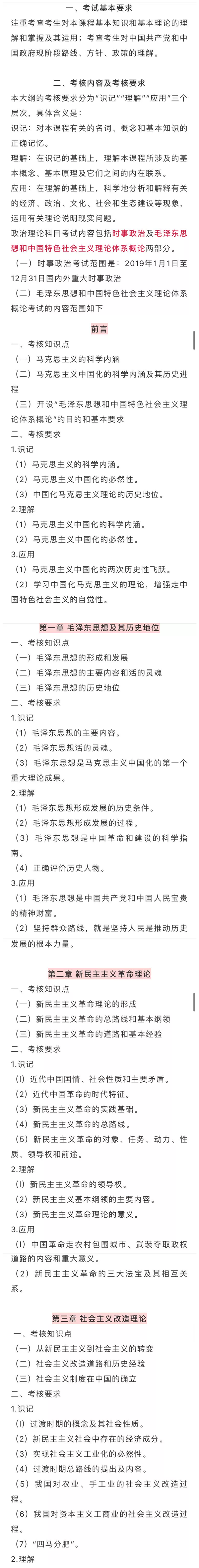 2020年廣東專插本《政治理論》科目考試大綱
