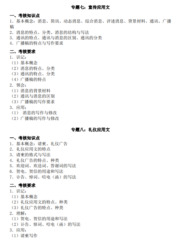 2021年廣東培正學(xué)院專升本應(yīng)用文寫作科目考試大綱
