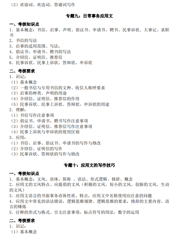 2021年廣東培正學(xué)院專升本應(yīng)用文寫作科目考試大綱