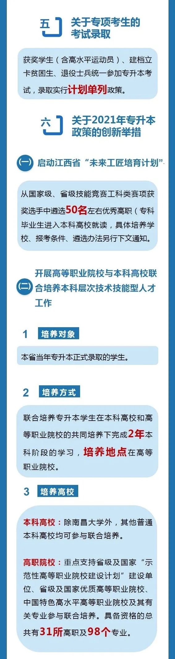 2021年江西專升本考試政策