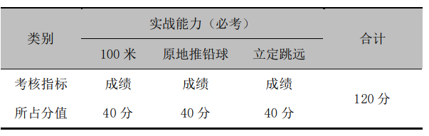 考核指标与所占分值