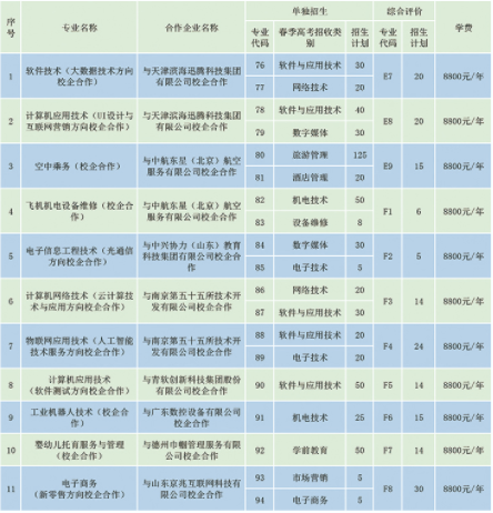 2022年德州職業(yè)技術(shù)學(xué)院?jiǎn)为?dú)招生與綜合評(píng)價(jià)招生計(jì)劃