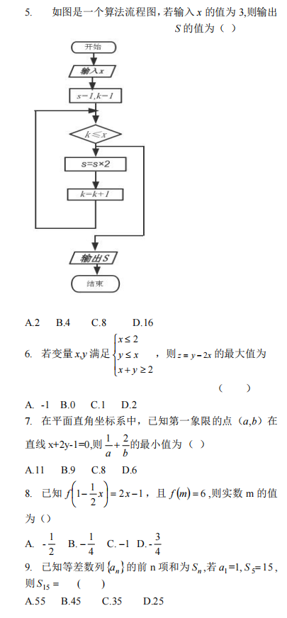 2019年江蘇高職提前招生考試數(shù)學(xué)文化素質(zhì)測試真題