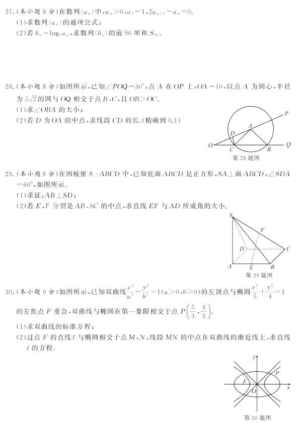 2021年山東高職單招和綜合評價招生數(shù)學真題