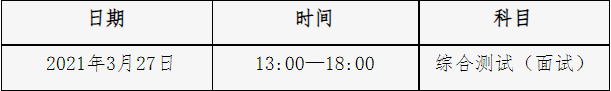 綜合測(cè)試(面試)時(shí)間