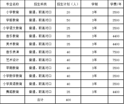 2021年永州師范高等專科學校單獨招生專業(yè)