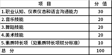 綜合素質(zhì)測試項目及分值