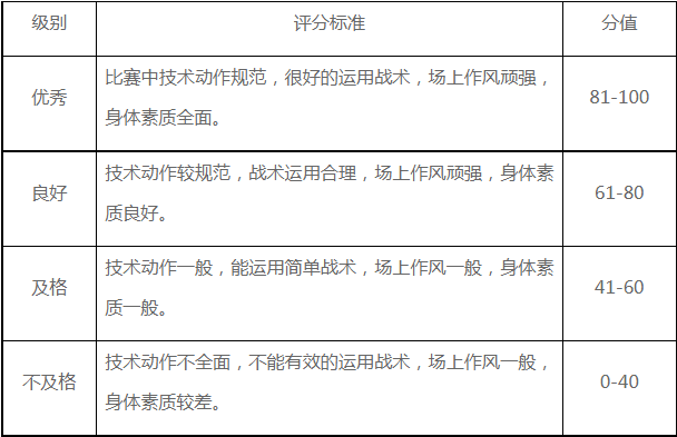 实战比赛与综合能力评分标准