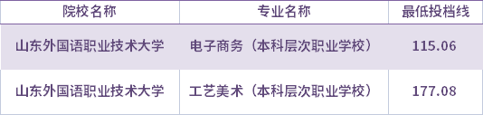 2021年山東外國(guó)語(yǔ)職業(yè)技術(shù)大學(xué)退役士兵考生專(zhuān)升本錄取分?jǐn)?shù)線(xiàn)(最低投檔線(xiàn))