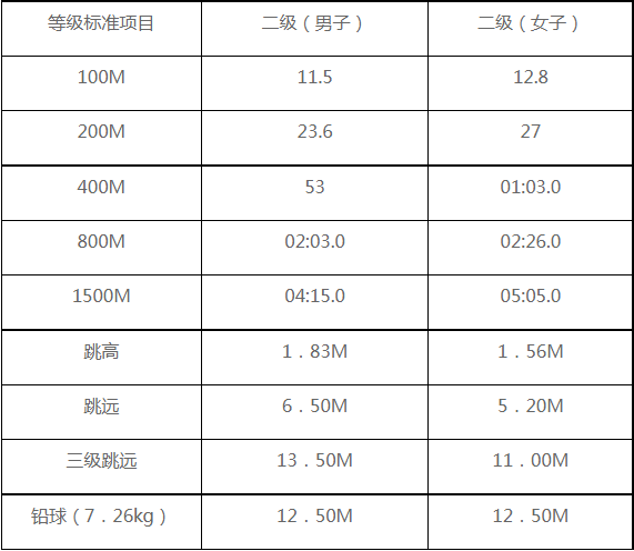 运动员等级水平