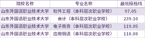 2021年山東外國(guó)語(yǔ)職業(yè)技術(shù)大學(xué)建檔立卡考生專(zhuān)升本錄取分?jǐn)?shù)線(最低投檔線)