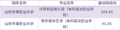 2021年山東外事職業(yè)大學(xué)退役士兵考生專升本錄取分?jǐn)?shù)線(最低投檔線)