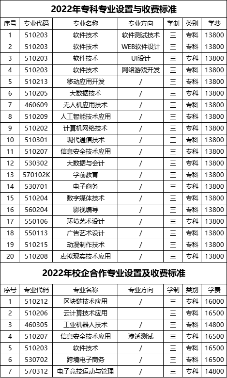 2022年江西软件职业技术大学单招招生专业