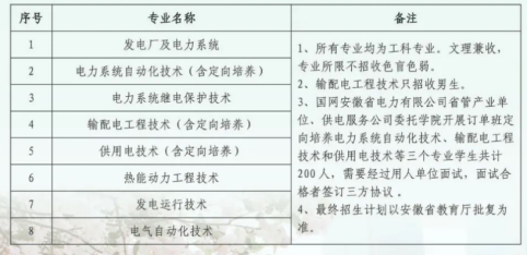 2022年安徽電氣工程職業(yè)技術(shù)學(xué)院分類考試招生專業(yè)