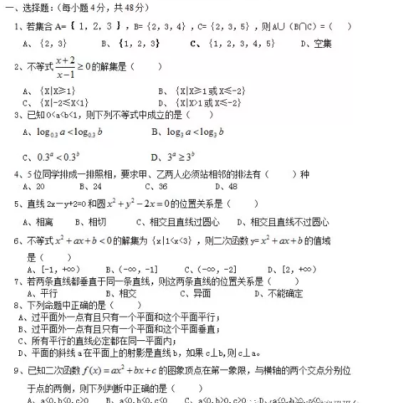 2022年鄭州鐵路職業(yè)技術(shù)學(xué)院高職單招數(shù)學(xué)科目模擬題