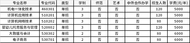 2021年鹤壁能源化工职业学院高职单招招生专业计划