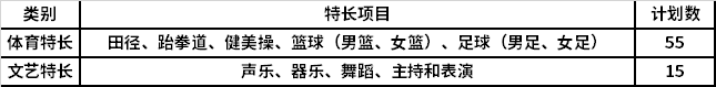 特長(zhǎng)生招生計(jì)劃