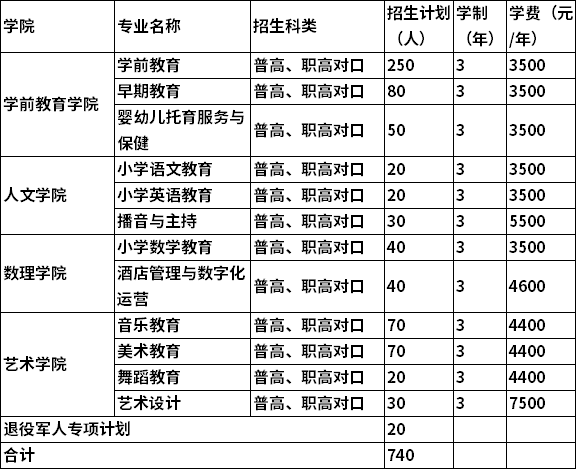 2022年永州师范高等专科学校单独招生专业