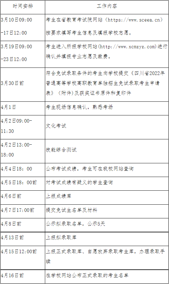 2022年高职单招工作时间安排