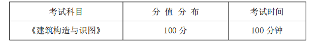 《建筑構(gòu)造與識(shí)圖》課程考試科目、分值分布及考試時(shí)間