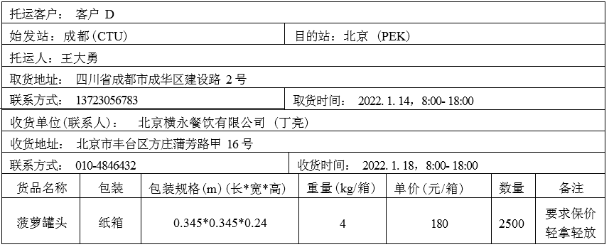 运输任务通知单