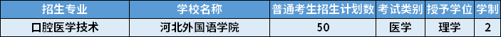 2022年河北專升本口腔醫(yī)學技術專業(yè)招生計劃