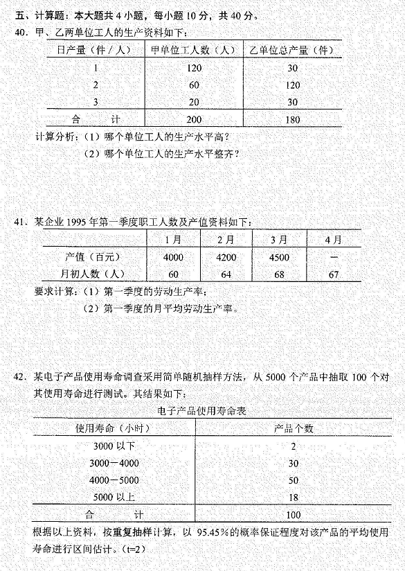 2022年4月自考00042社會(huì)經(jīng)濟(jì)統(tǒng)計(jì)學(xué)原理真題試卷