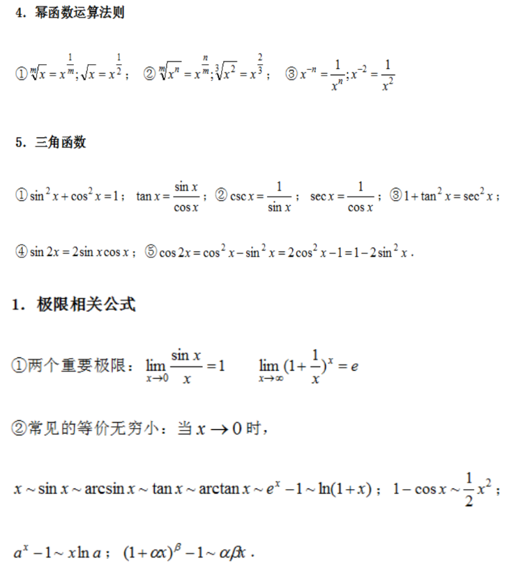 2023年遼寧專升本數(shù)學(xué)基礎(chǔ)知識點