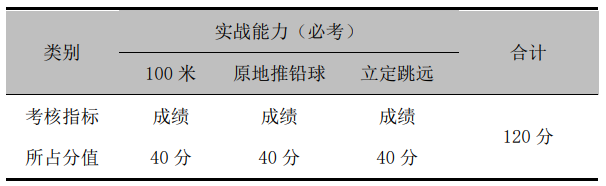 考核指标与所占分值